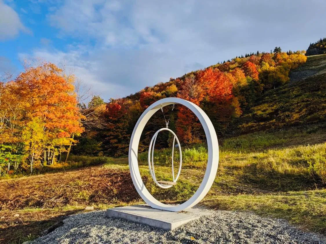 Visiteur découvrant l’œuvre